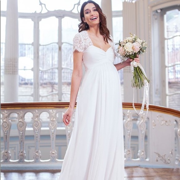 Seraphine Ivory and Lace Maternity Wedding Gown -  www.threedaughtersproperties.com